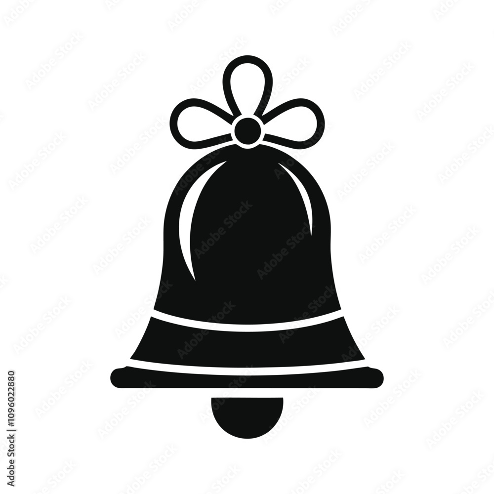 Silhouette of a Christmas Bell on White Background. Minimalist Festive Decoration for Holiday Designs Silhouette of a Christmas Bell on White Background. Minimalist Festive Decoration for Holiday Designs