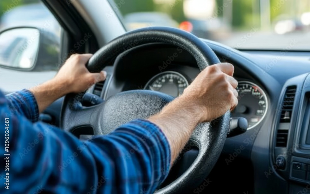 Car drivers keep their hands on the wheel, road trips, highway driving Car drivers keep their hands on the wheel, road trips, highway driving