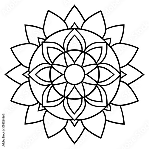  floral mandala vector line art print ready png file