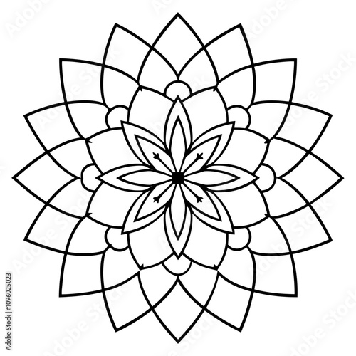  floral mandala vector line art print ready png file
