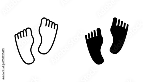 Footprints linear icon set. Footsteps. Thin line vector illustration on white background