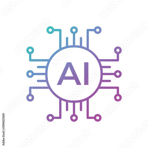 Artificial Intelligence AI Chip in Human Brain. Artificial Intelligence icon with Machine learning, digital skills, generative AI, AI technology, algorithm, virtual intelligence and future