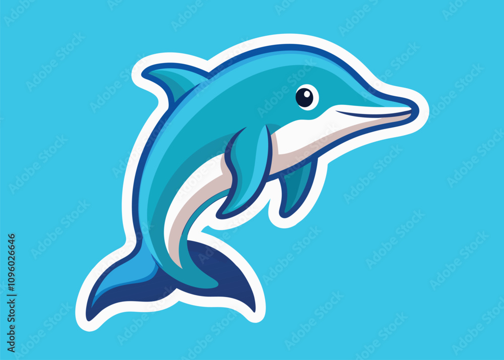 Fototapeta premium A bright dolphin with a friendly expression, ready for fun in the ocean.