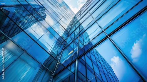 Wallpaper Mural A close-up of a glass skyscraper with reflections of nearby buildings. Torontodigital.ca