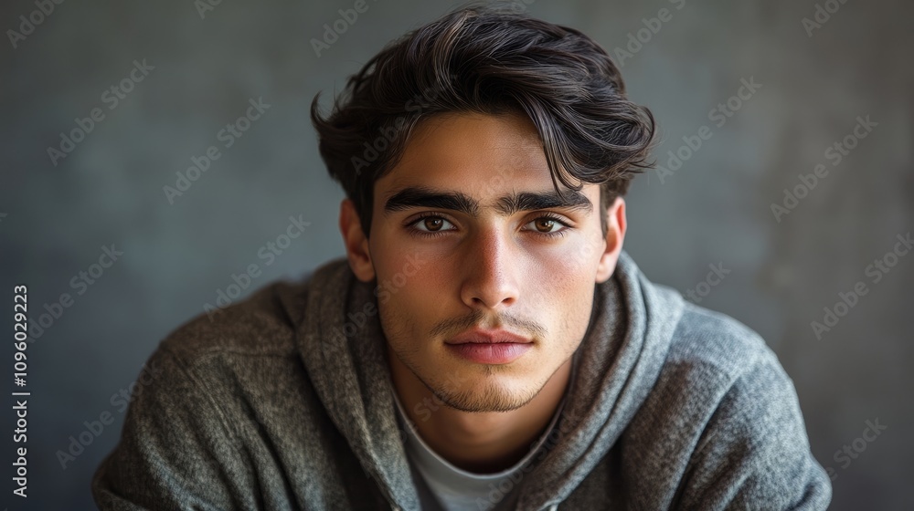 Young man in a casual outfit gazing directly at the camera, exuding a relaxed and approachable vibe. This versatile young man portrait offers ample copy space for creative use. Young man in a casual outfit gazing directly at the camera, exuding a relaxed and approachable vibe. This versatile young man portrait offers ample copy space for creative use.
