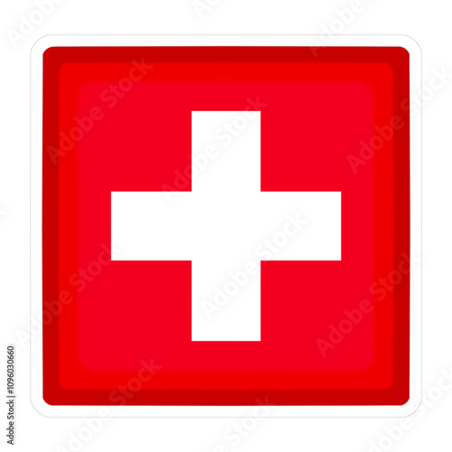 Switzerland flag in cube shape