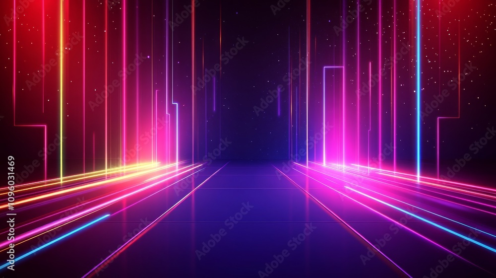 Neon Glowing Lines Digital Art Neon Glowing Lines Digital Art