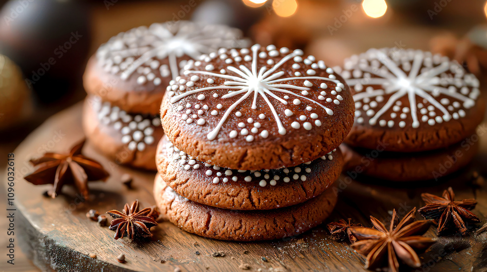 A stack of winter cookies on a pretty plate. Traditional Christmas cookies A stack of winter cookies on a pretty plate. Traditional Christmas cookies