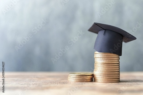 Higher Education Costs, theme of financial strain, mood of exasperation, soft illumination inviting contemplation.