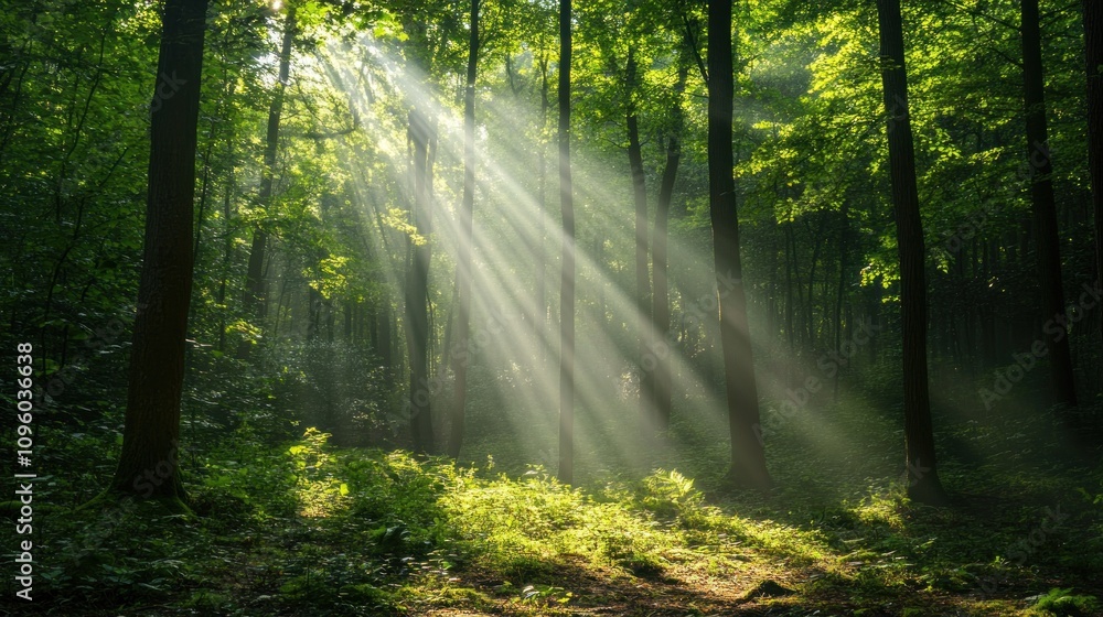 Obraz premium Sunlight Filtering Through Trees