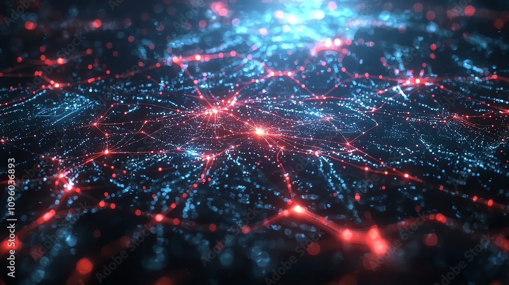 Obraz premium Abstract digital network with glowing nodes.