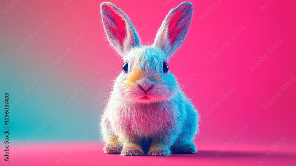 A rabbit with pink ears and a pink background A rabbit with pink ears and a pink background