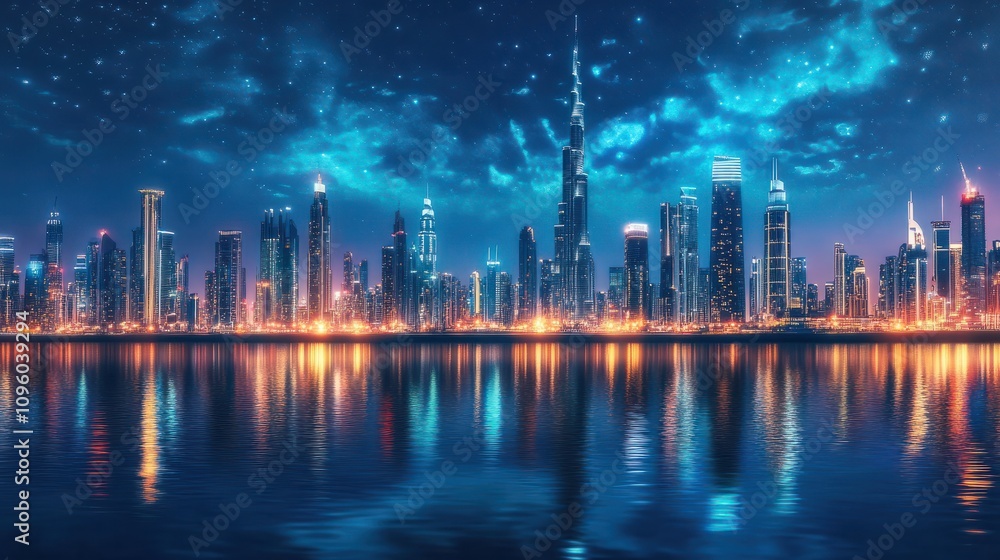 Futuristic megapolis cityscape - night scene Futuristic megapolis cityscape - night scene
