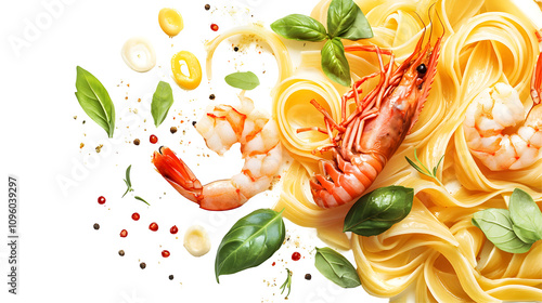 Deliciously Prepared Shrimp Pasta with Fresh Ingredients and Aromatic Herbs