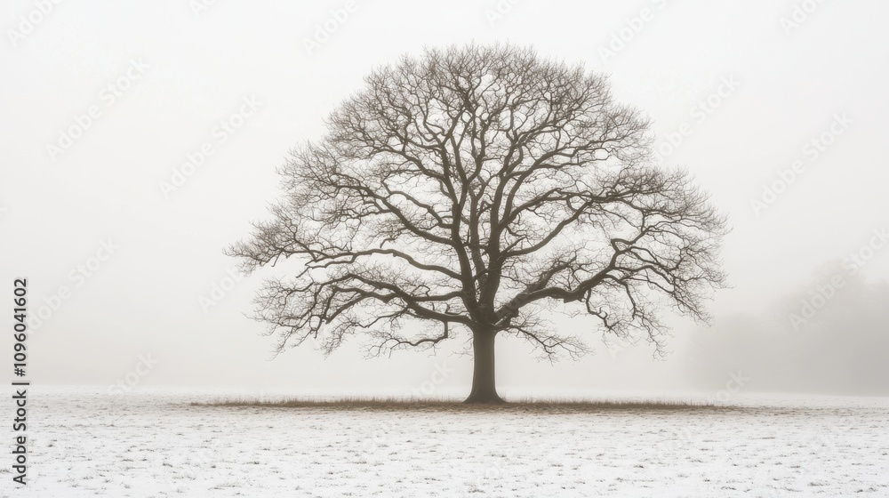 Singele bare tree in a winterlandscape Singele bare tree in a winterlandscape
