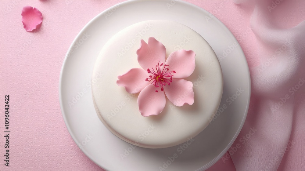 Simple cake with a single floral centerpiece Simple cake with a single floral centerpiece
