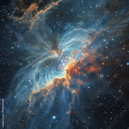 Stunning view of a nebula in deep space. Generative AI
