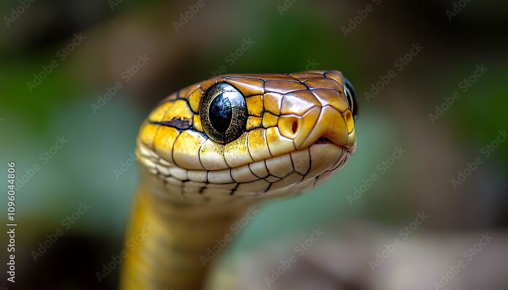 Close-up of a snake's head showcasing its vibrant scales and expressive eyes. Close-up of a snake's head showcasing its vibrant scales and expressive eyes.