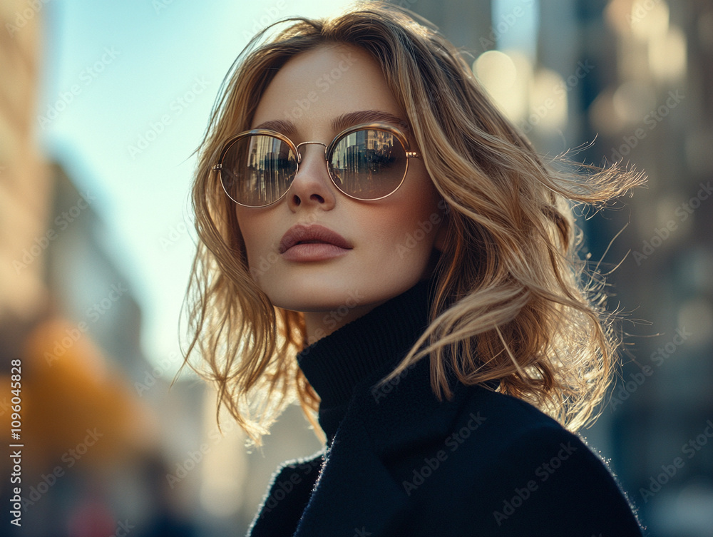 Chic Woman in Trendy Sunglasses High-End Product Photography Chic Woman in Trendy Sunglasses High-End Product Photography
