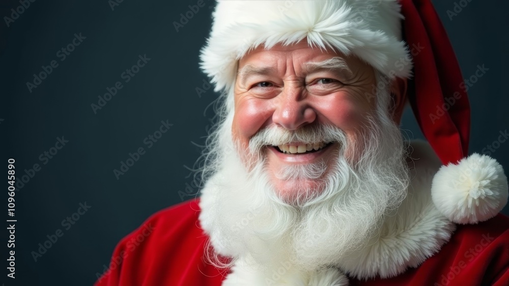 Naklejka premium Santa Claus smiling while looking at the camera close-up