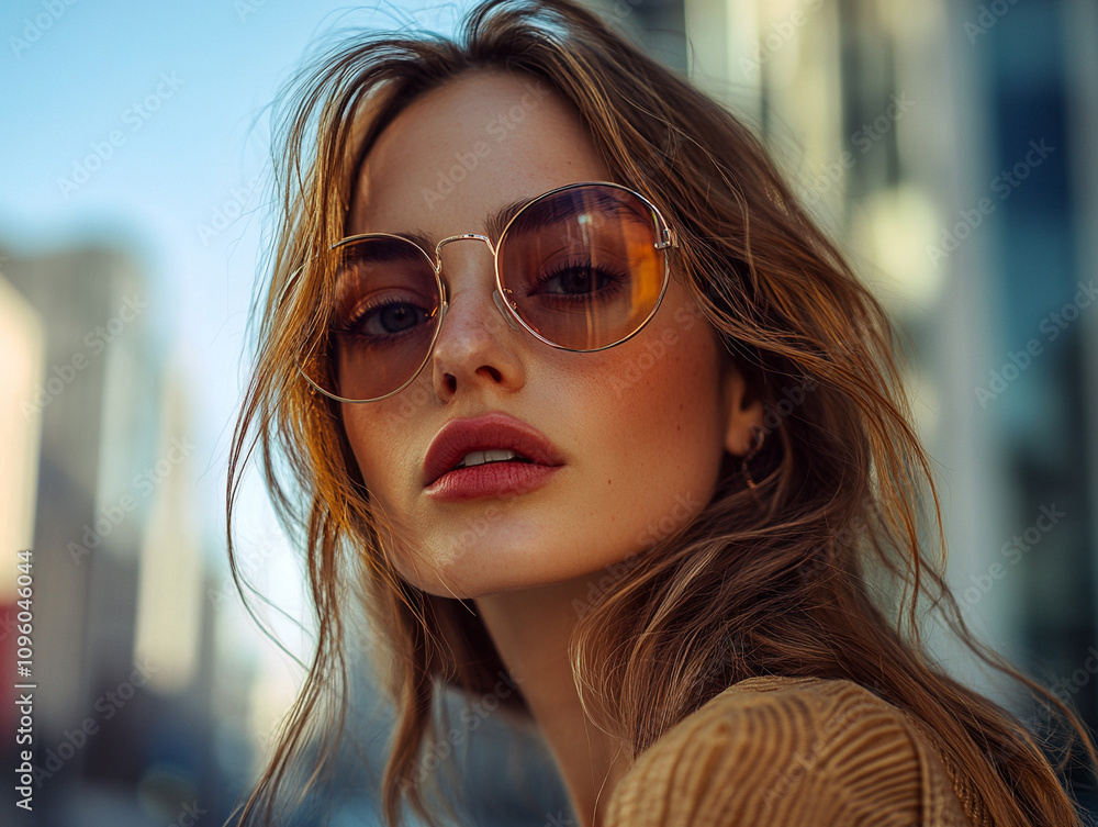 Fashionable Woman Wearing Sunglasses Product Photography Focus Fashionable Woman Wearing Sunglasses Product Photography Focus