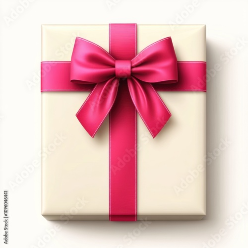 Elegant gift box with a vibrant pink ribbon, perfect for celebrations, birthdays, holidays, and special occasions with a cheerful and festive theme.