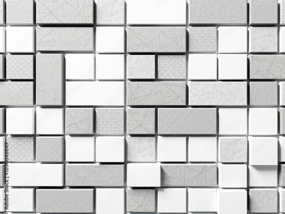 Rectangular tiles with different shapes and sizes arranged on a modern white background, modern, size, pattern Rectangular tiles with different shapes and sizes arranged on a modern white background, modern, size, pattern