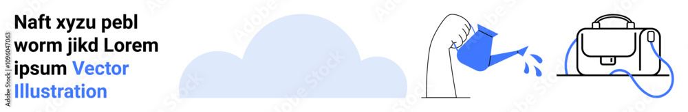Cloud, arm watering a plant, VR headset with blue details. Ideal for technology, environment, education, gaming, innovation, cloud services, gardening Landing page Cloud, arm watering a plant, VR headset with blue details. Ideal for technology, environment, education, gaming, innovation, cloud services, gardening Landing page