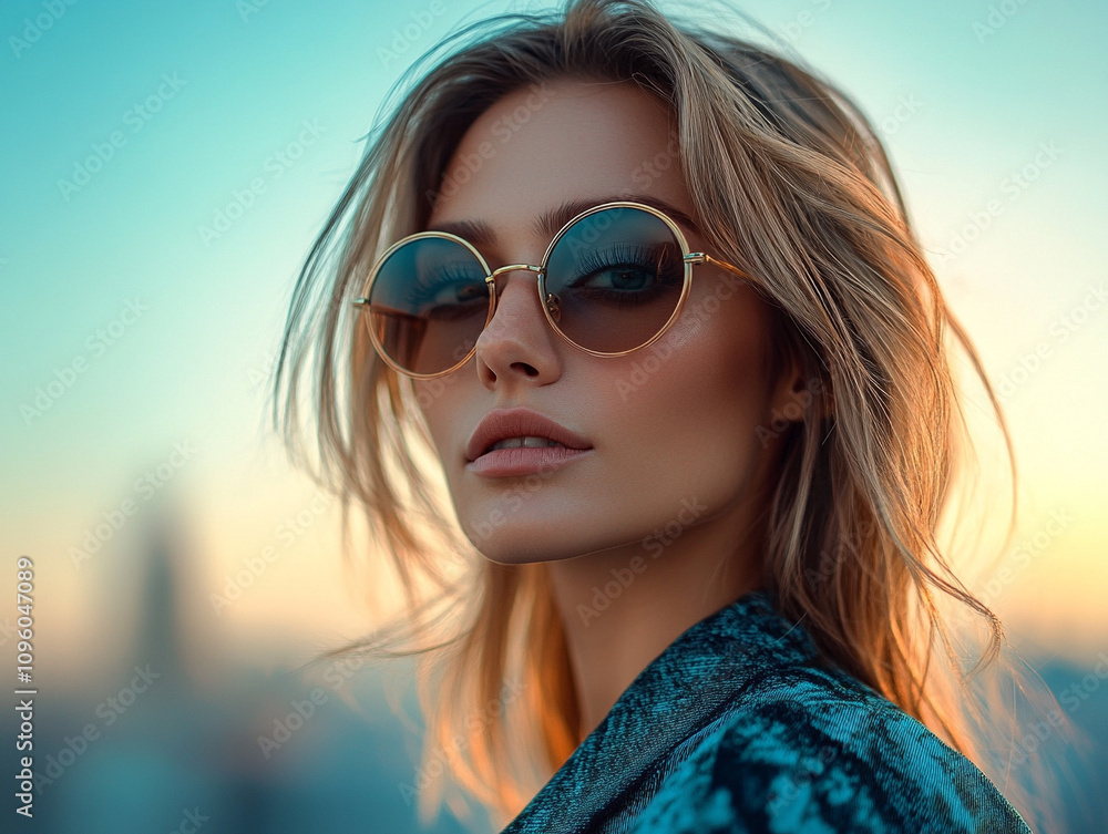 Chic Woman in Trendy Sunglasses High-End Product Photography Chic Woman in Trendy Sunglasses High-End Product Photography