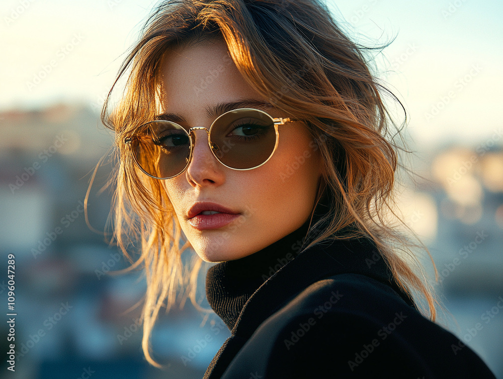 Chic Woman in Trendy Sunglasses High-End Product Photography Chic Woman in Trendy Sunglasses High-End Product Photography