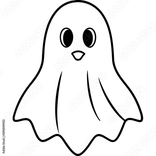 Halloween ghost vector illustration line art transparent background