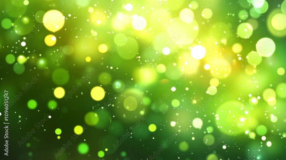 Green Bokeh Background with Yellow Highlights Green Bokeh Background with Yellow Highlights