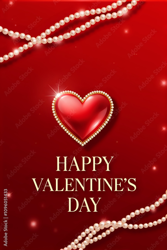 Luxury Red Heart on Elegant Red Background - Valentine’s Day Poster Mockupv Luxury Red Heart on Elegant Red Background - Valentine’s Day Poster Mockupv