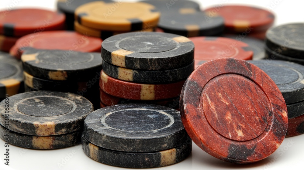 A collection of colorful gaming chips stacked together, used for various tabletop games. A collection of colorful gaming chips stacked together, used for various tabletop games.