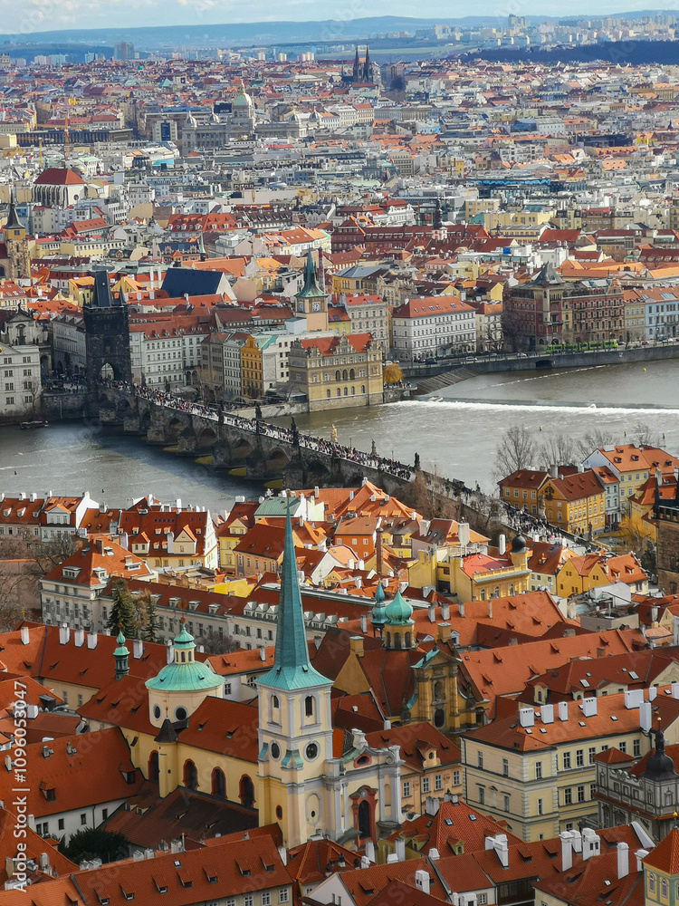 Obraz premium Aerial view on city Prague, Czech Republic