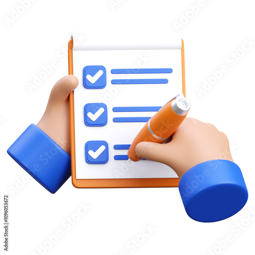3d render of hand holding to do list