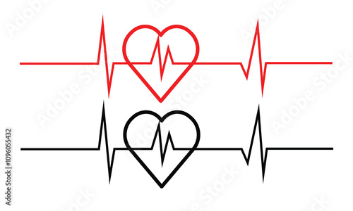 Heart rate icon set in solid style. Simple medical symbol vector illustration. Set of heartbeat icon. blood pressure , cardiogram, health EKG, ECG logo,