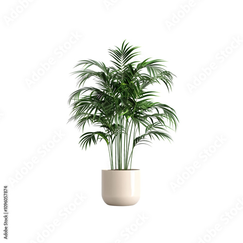 Decorative foliage plant in a Pot, modern indoor tree, 100% whit