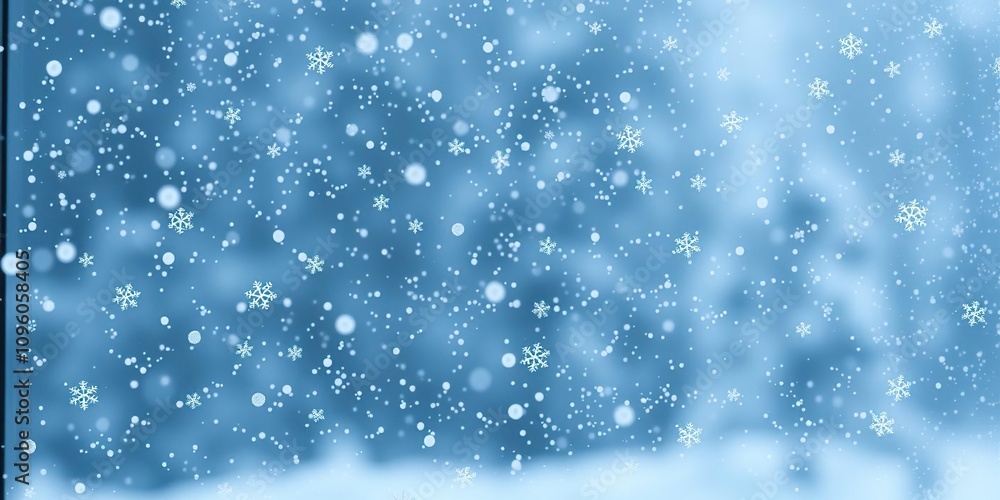 Fototapeta premium Snowflakes gently falling from a window, holiday atmosphere, frosty scene