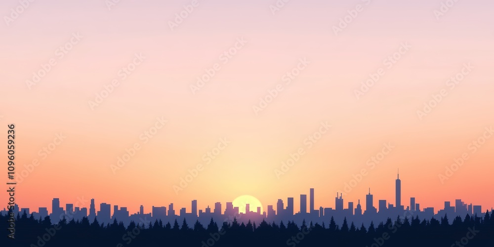 Beautiful skyline silhouette at sunset with vibrant colors above the horizon showcasing a serene urban landscape and calm atmosphere in a tranquil setting Beautiful skyline silhouette at sunset with vibrant colors above the horizon showcasing a serene urban landscape and calm atmosphere in a tranquil setting