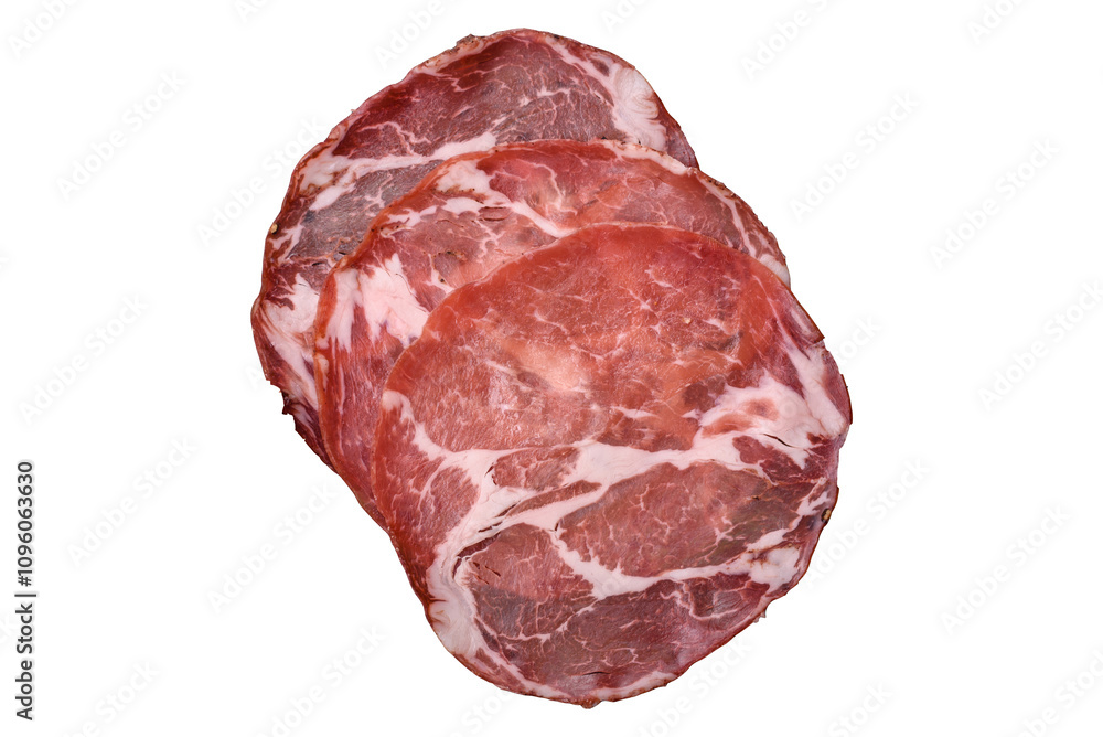 Antipasto jamon, prosciutto, sausage, sliced with tomatoes, salt and spices