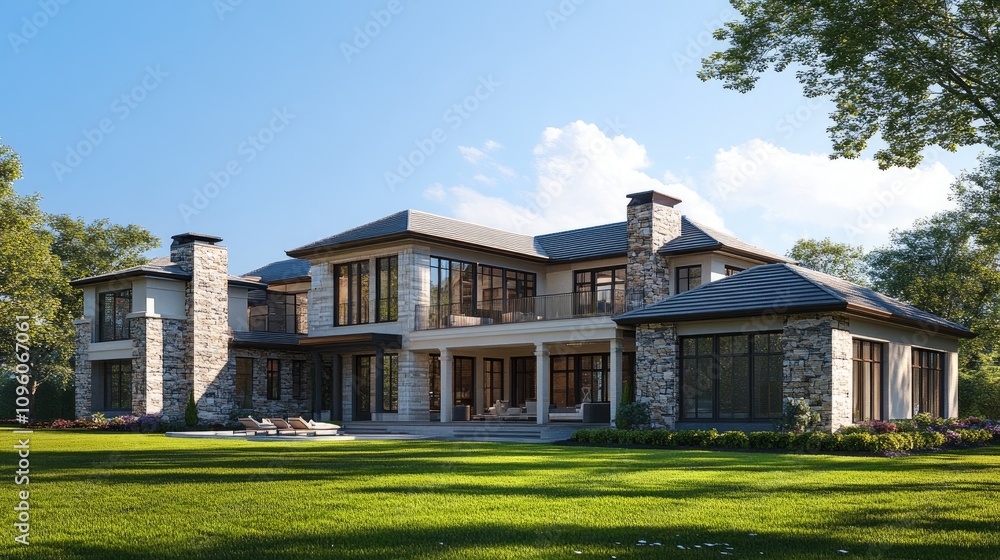 Modern Luxury Home 3D Rendering Artwork Modern Luxury Home 3D Rendering Artwork