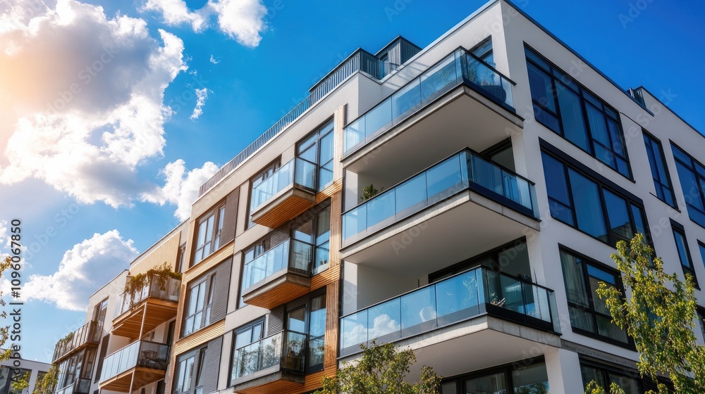 Modern Apartment Complex with Sleek Design Features Modern Apartment Complex with Sleek Design Features