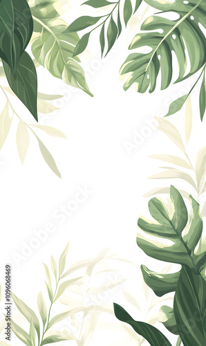 modern 2D doodle cartoon flower concept with open space for text, featuring whimsical floral and leafy elements on crisp white backgrounds.