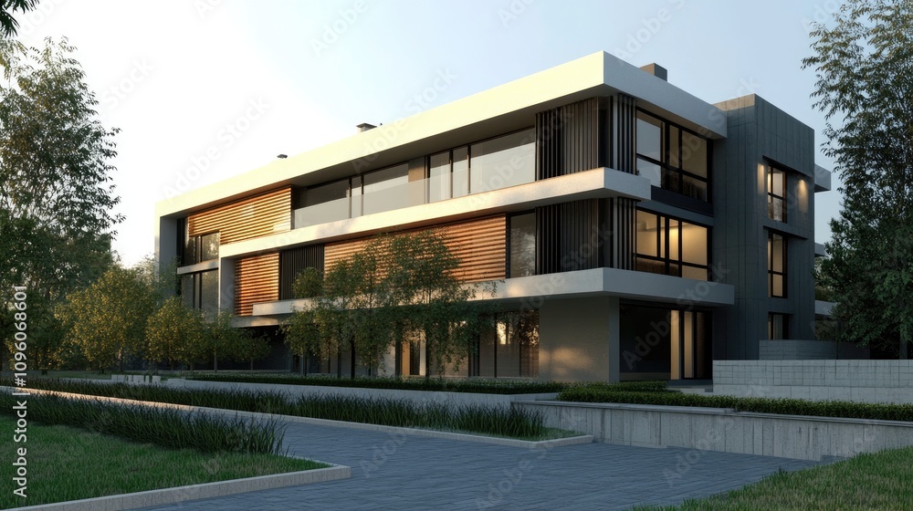 Modern Newly Constructed Apartment Block Exterior Modern Newly Constructed Apartment Block Exterior