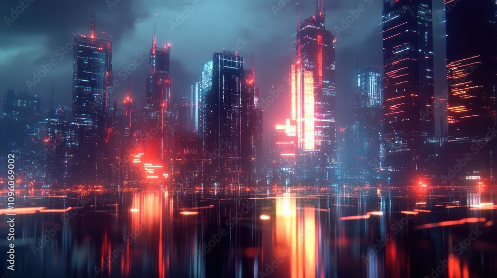 Fototapeta premium Smart city and communication network concept. 5G. LPWA (Low Power Wide Area). Wireless communication.