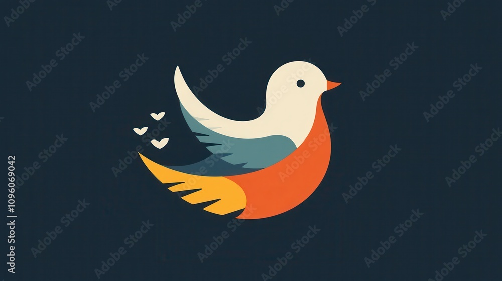 abstract colored logo with bird abstract colored logo with bird
