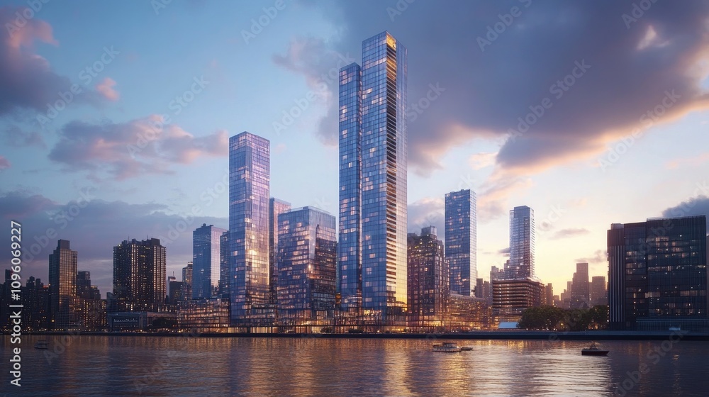 Naklejka premium Stunning Evening View of New York Cityscape