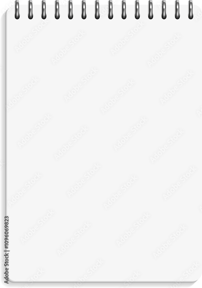 Notepad realistic mockup. White paper sheet on spiral Notepad realistic mockup. White paper sheet on spiral