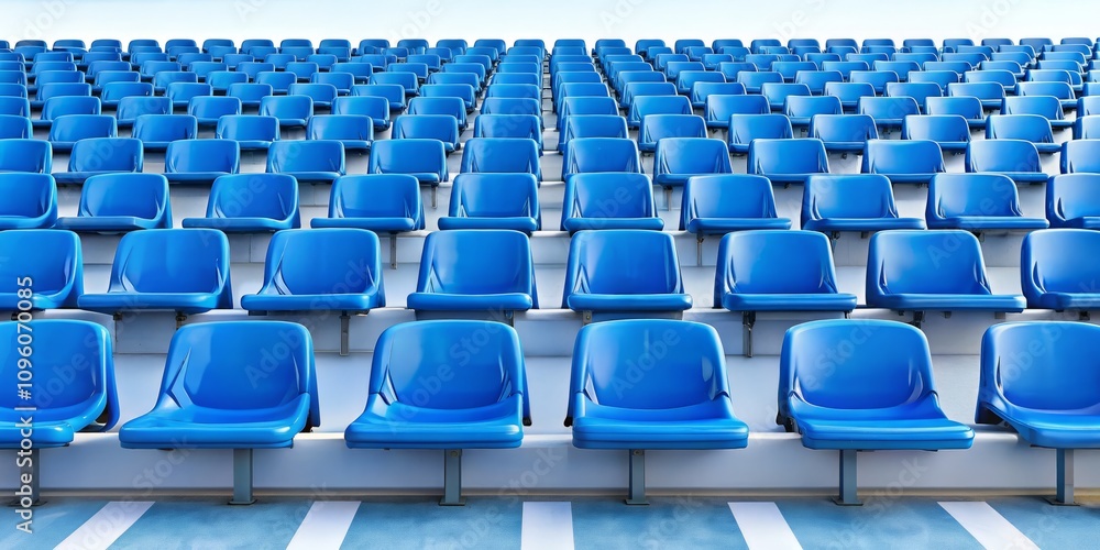 Blue Stadium Chairs Isolated on White Background - Perfect for Sports and Seating Concepts in Empty Arenas, Ideal for Urban Exploration Photography and Sports-related Visuals Blue Stadium Chairs Isolated on White Background - Perfect for Sports and Seating Concepts in Empty Arenas, Ideal for Urban Exploration Photography and Sports-related Visuals